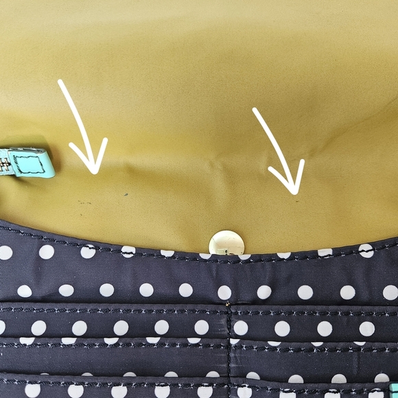 Fossil Keyper Mini Flap Crossbody Organizer Purse Polka Dot Bag - Black and Mint - Picture 6 of 13